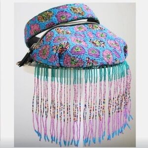 Amora Studio Hand Beaded Crossbody Bag with Fringe